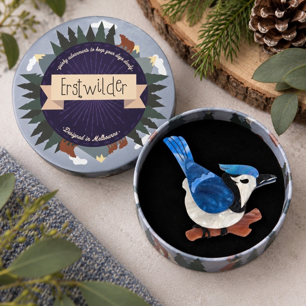 Erstwilder The Blue Jay Way Brooch 2020 Resin Bird Pin Carmen Hui Jewelry